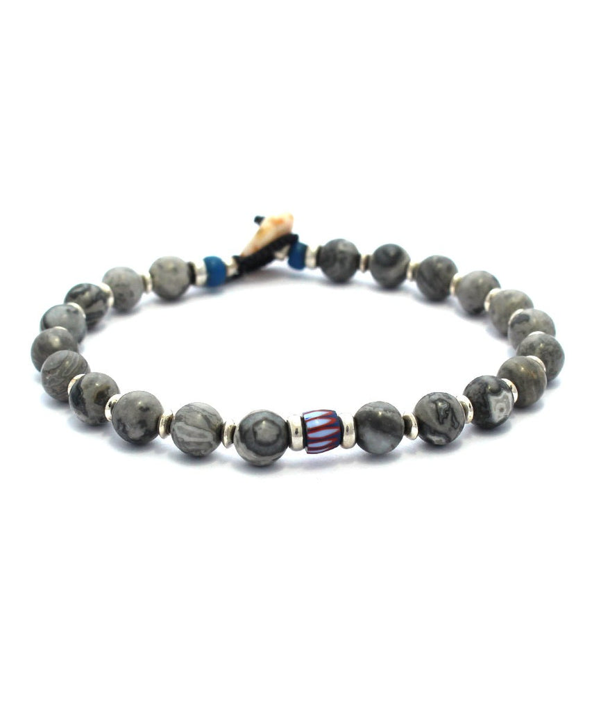6mm Stone Bracelet / Grey Jasper - STER/EO MUCBraceletMikiaMGrey