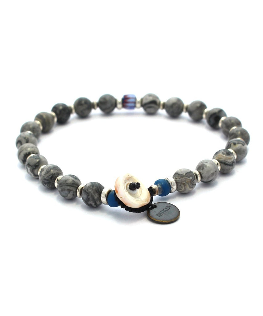 6mm Stone Bracelet / Grey Jasper - STER/EO MUCBraceletMikiaMGrey