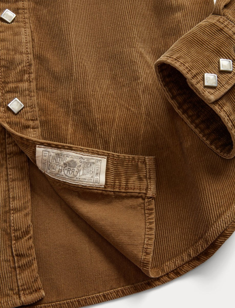 Buffalo Corduroy Western Shirt / Faded Tan - STER/EO MUCPlain ShirtsRRLMBrown
