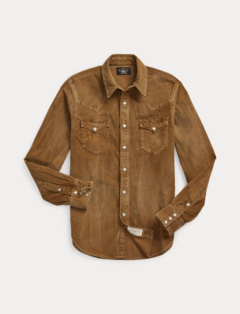 Buffalo Corduroy Western Shirt / Faded Tan - STER/EO MUCPlain ShirtsRRLMBrown