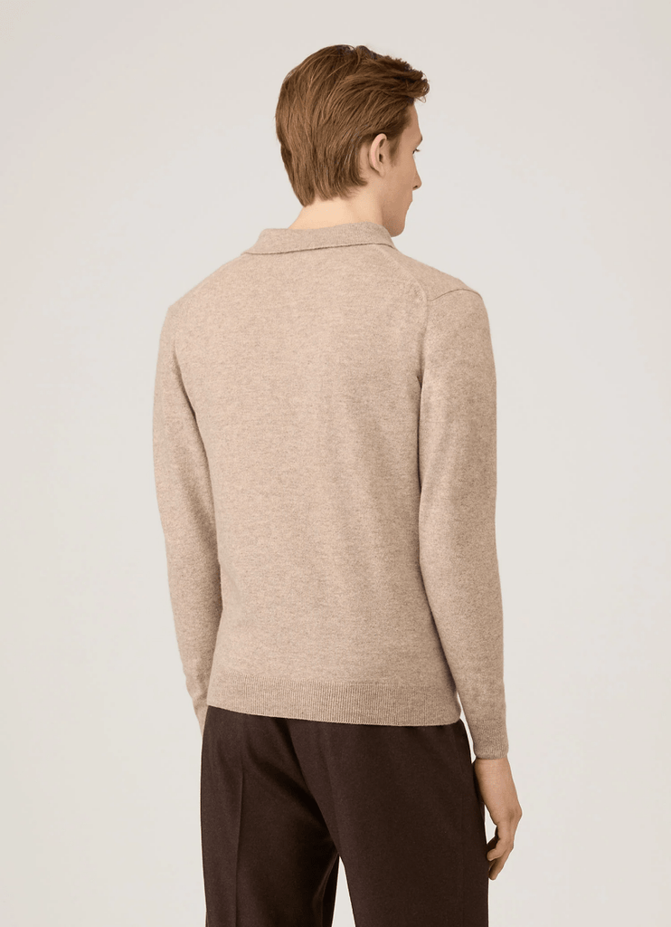 Cashmere LS Polo / Oatmeal Melange - STER/EO MUCKnitwearSunspelMBeige