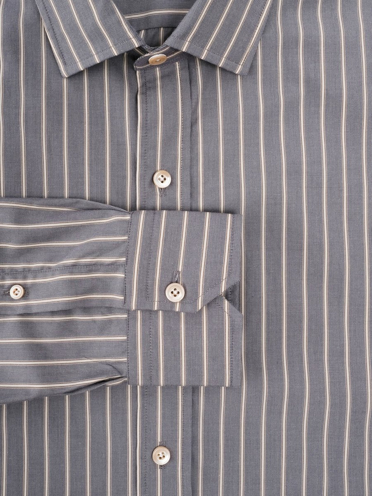 Classic Double Stripe Shirt / Antracite/Brown/Cream - STER/EO MUCPatterned ShirtsSalvatore Piccolo39Grey