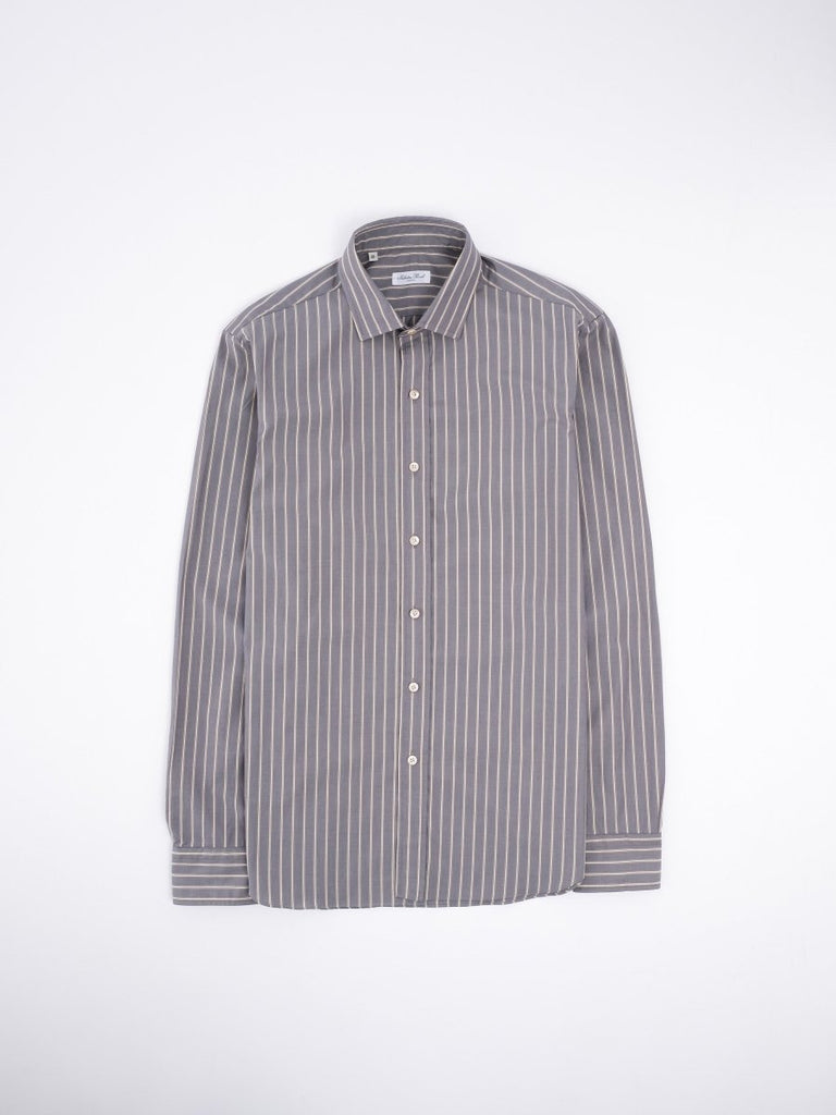 Classic Double Stripe Shirt / Antracite/Brown/Cream - STER/EO MUCPatterned ShirtsSalvatore Piccolo39Grey