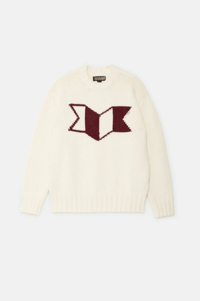 Crewnwck Symbol Logo / Antique White - STER/EO MUCKnitwearBaracutaMWhite