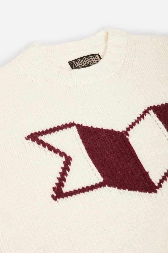 Crewnwck Symbol Logo / Antique White - STER/EO MUCKnitwearBaracutaMWhite