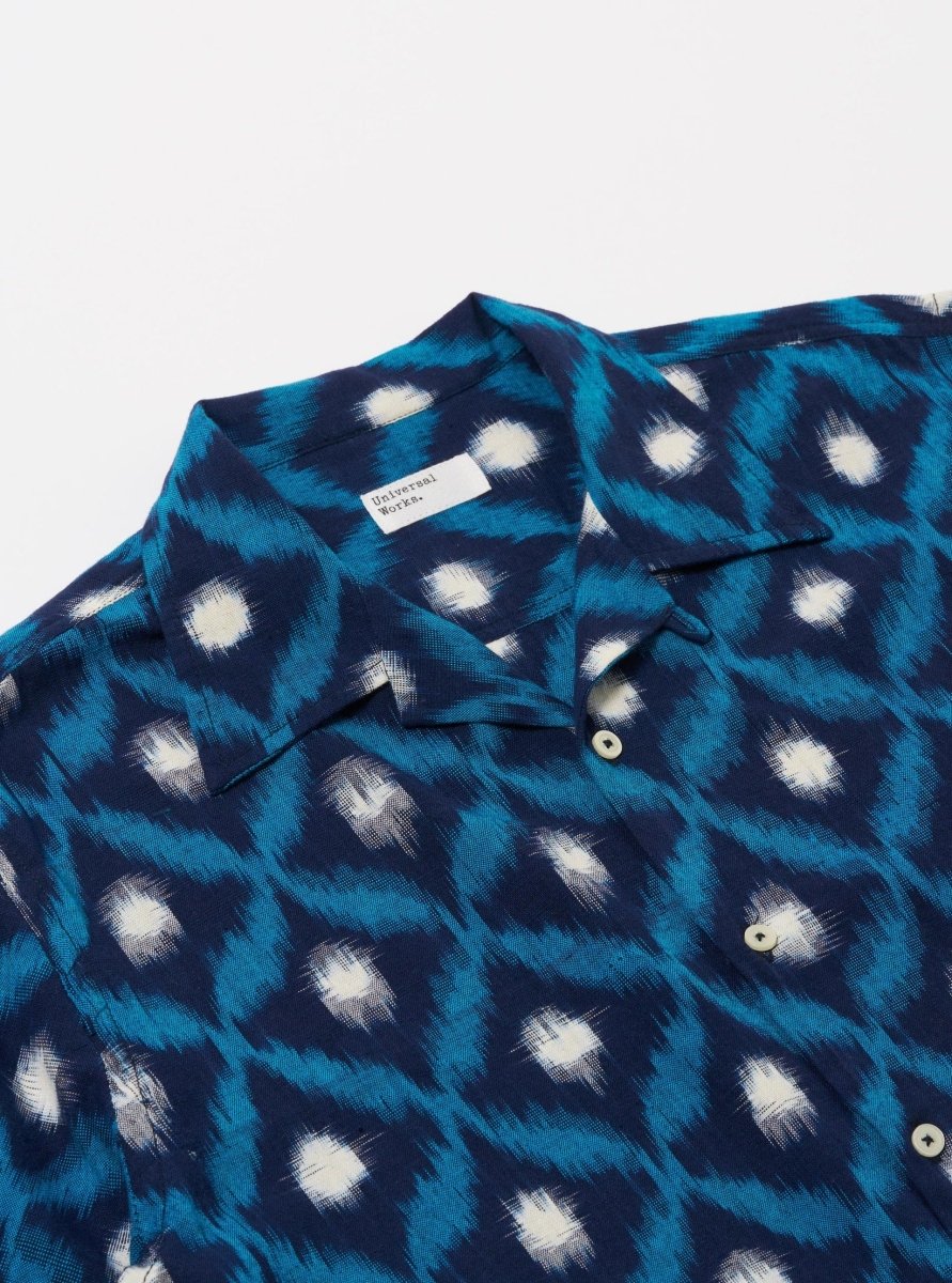 Deck Shirt Diamond Ikat / Indigo - STER/EO MUCShirt Short SleeveUniversal WorksMBlue