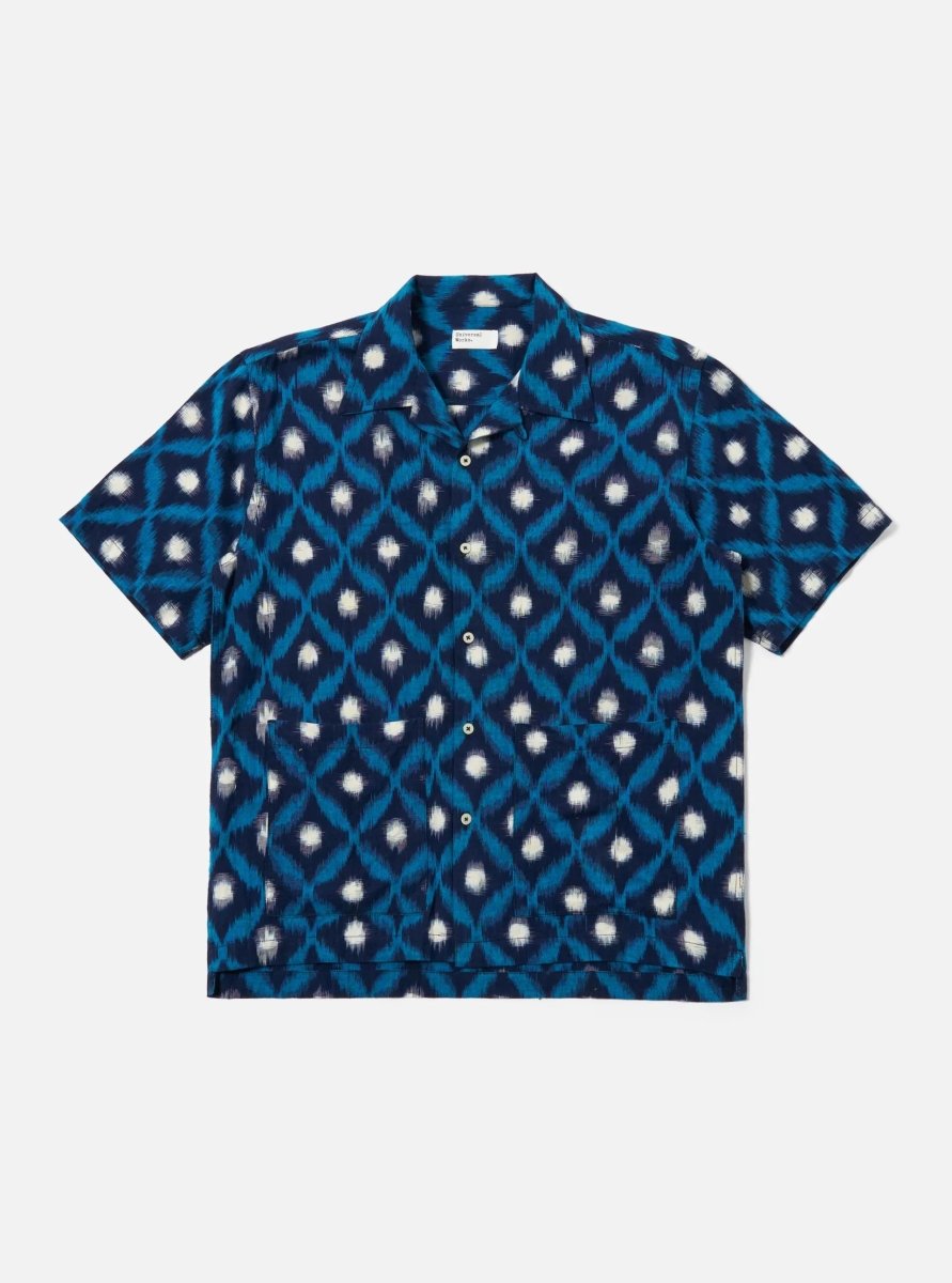 Deck Shirt Diamond Ikat / Indigo - STER/EO MUCShirt Short SleeveUniversal WorksMBlue