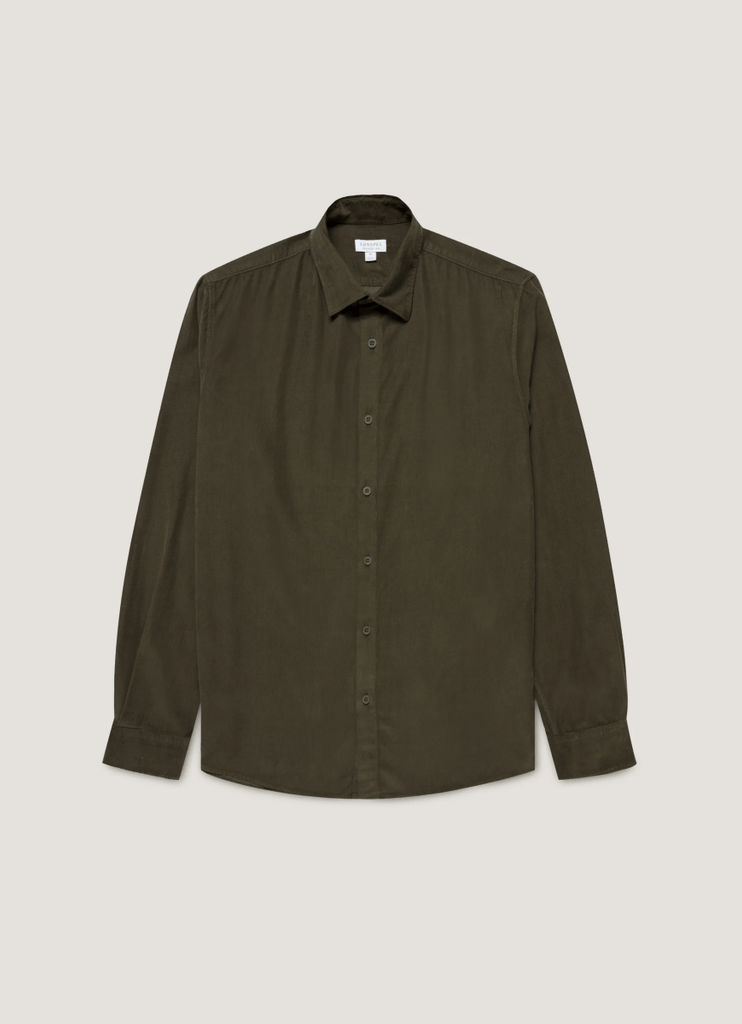 Fine Cord Shirt / Dark Green - STER/EO MUCPlain ShirtsSunspelMGreen