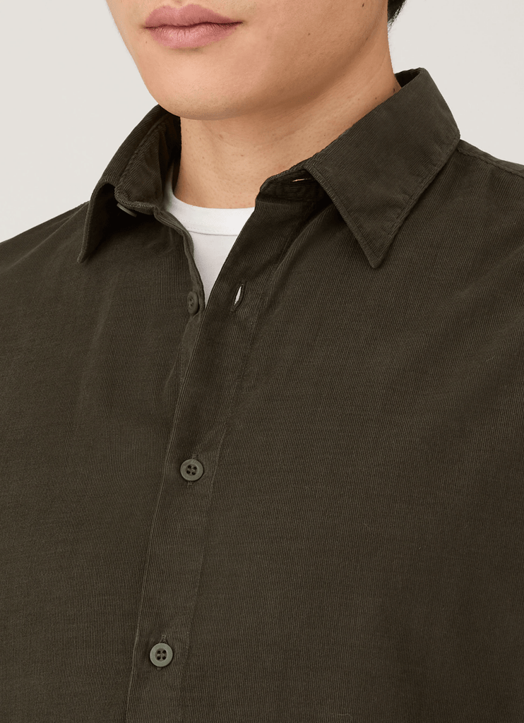 Fine Cord Shirt / Dark Green - STER/EO MUCPlain ShirtsSunspelMGreen