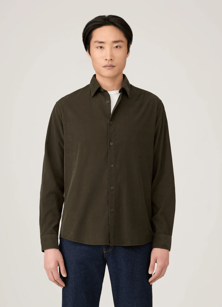 Fine Cord Shirt / Dark Green - STER/EO MUCPlain ShirtsSunspelMGreen