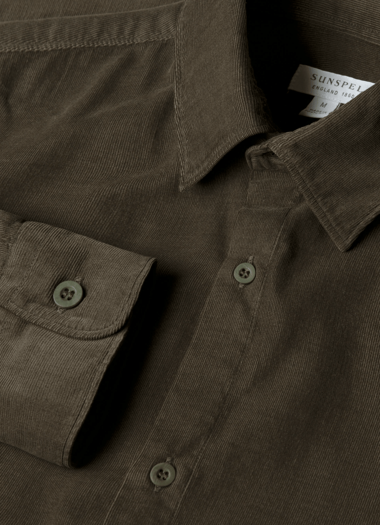 Fine Cord Shirt / Dark Green - STER/EO MUCPlain ShirtsSunspelMGreen