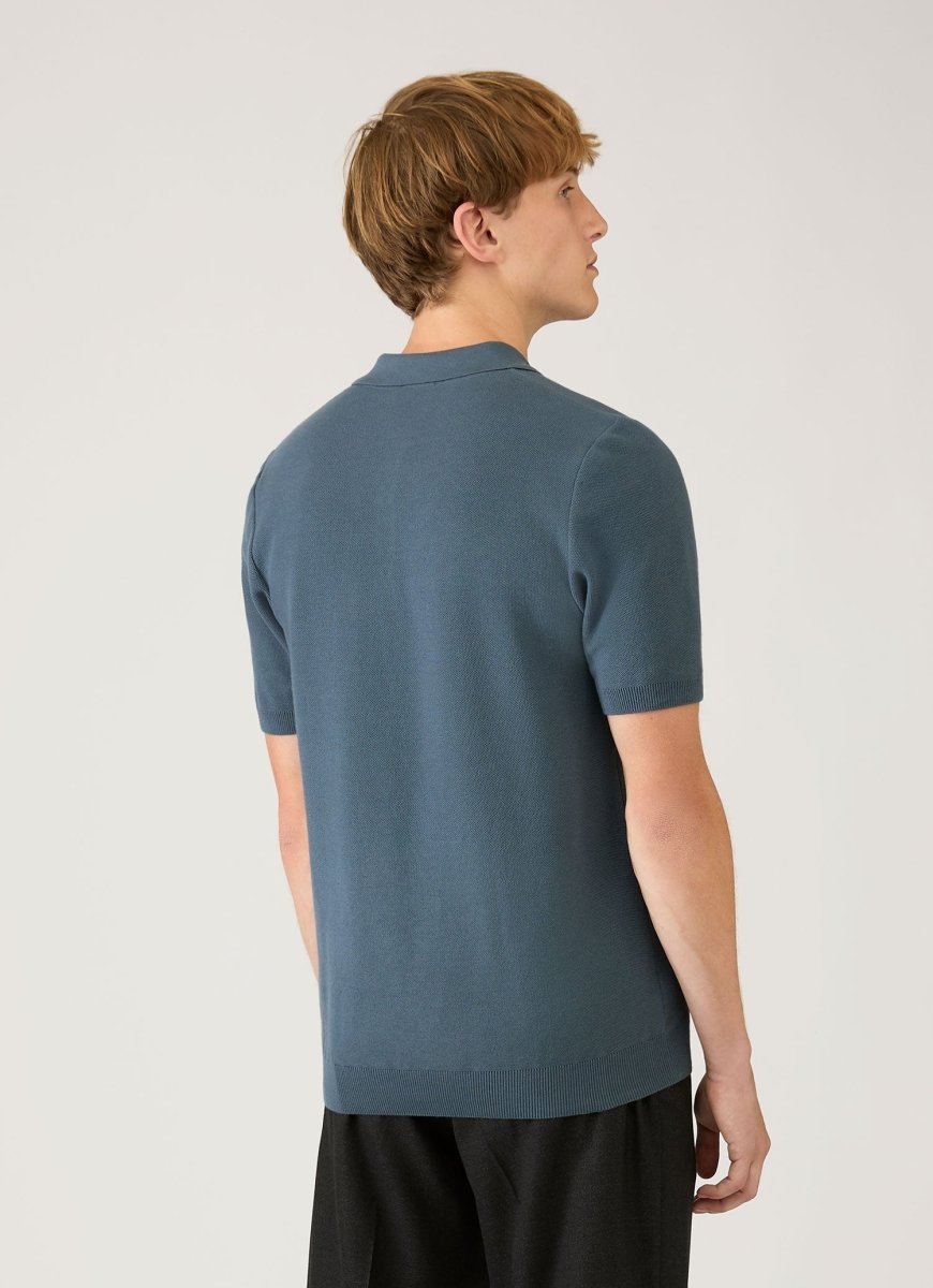 Sunspel Fine Texture Polo Slate Blue – Ägyptische Baumwolle – STER/EO MUC