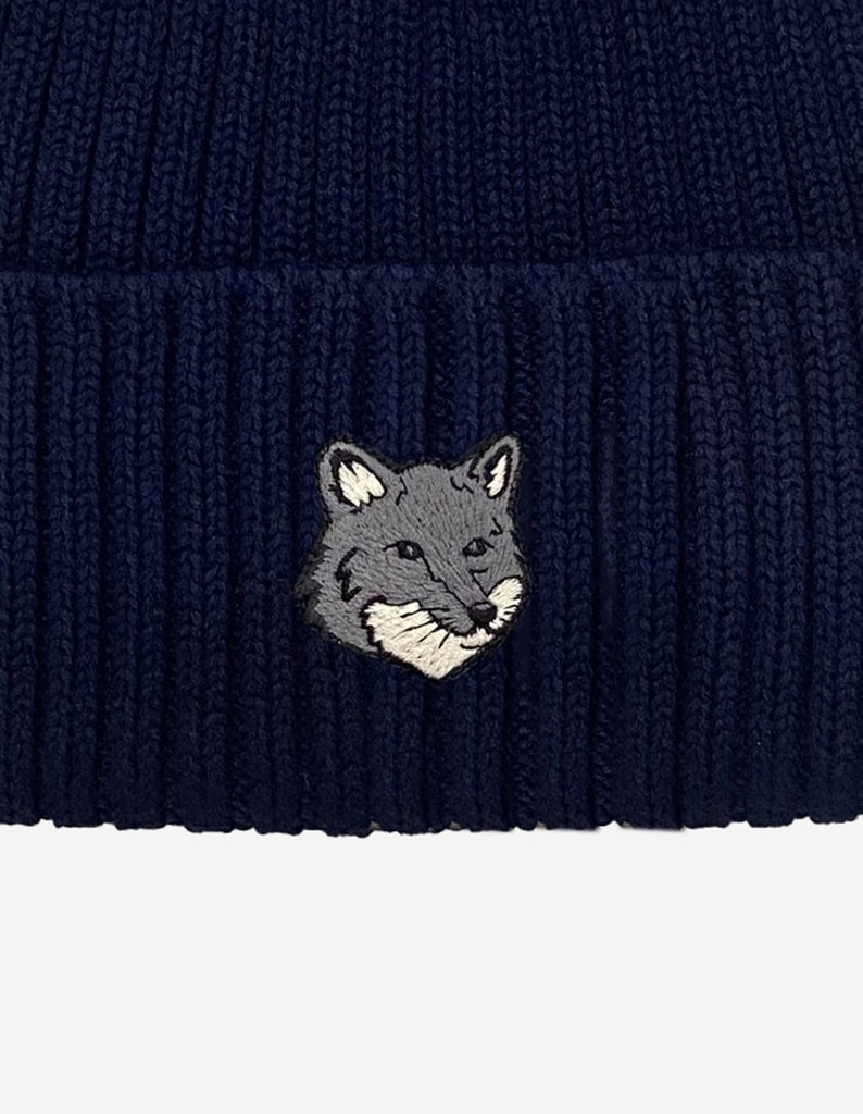 Fox Head Large Beanie / Navy - STER/EO MUCBeaniesMaison KitsunéBlue