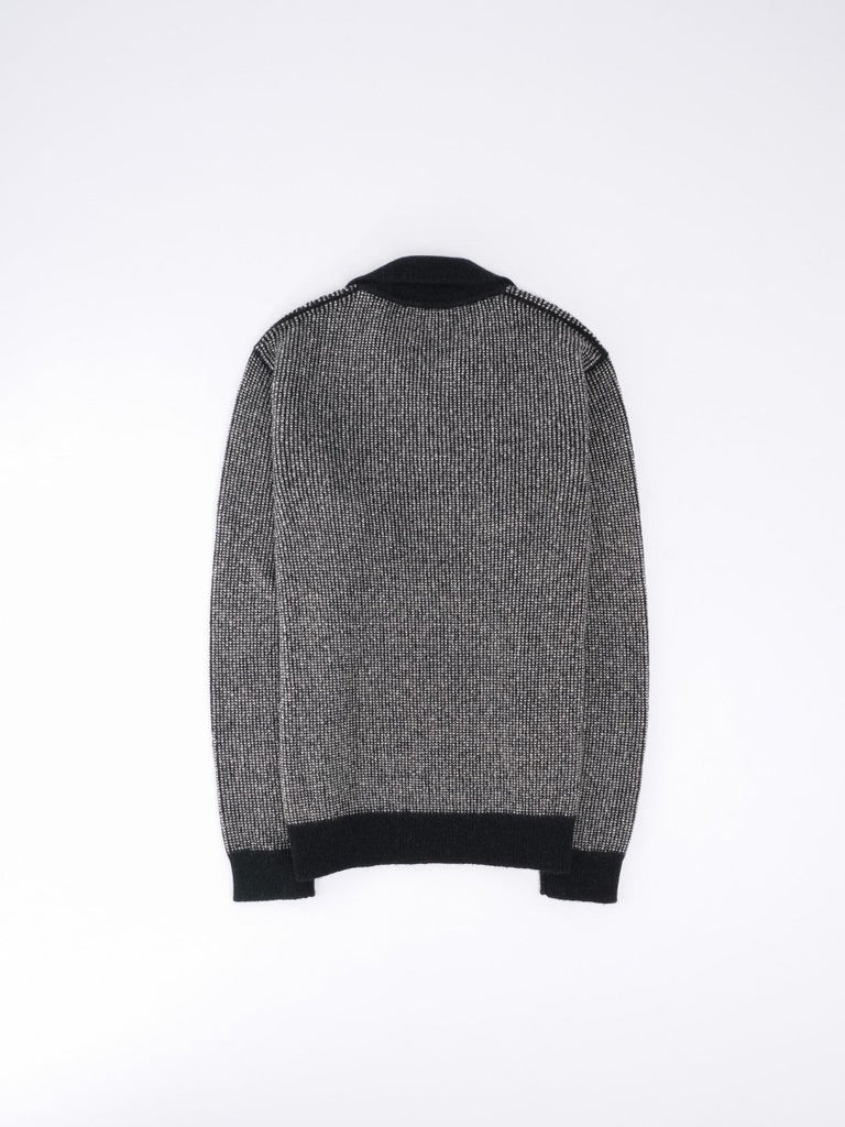 Knit Ls Jacquared Merino Polo / Nero Salt & Pepper - STER/EO MUCPolo - ShirtsRoberto Collina48Black