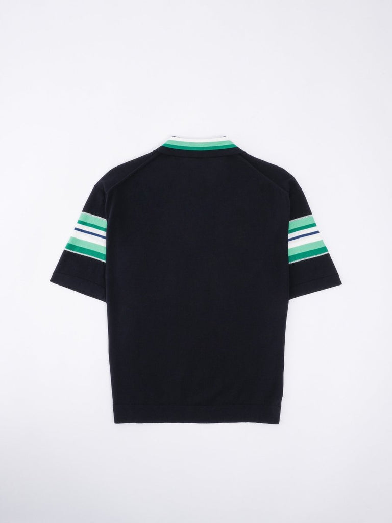 Knitted Polo Striped Collar Comfy Fit / Navy - STER/EO MUCPolo - ShirtRoberto Collina48Blue