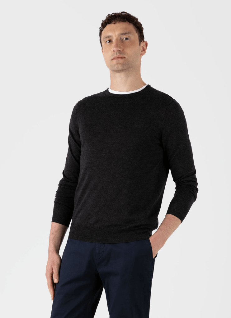 Merino Crew Neck Jumper / Charcoal Melange - STER/EO MUCKnitwearSunspelMGrey