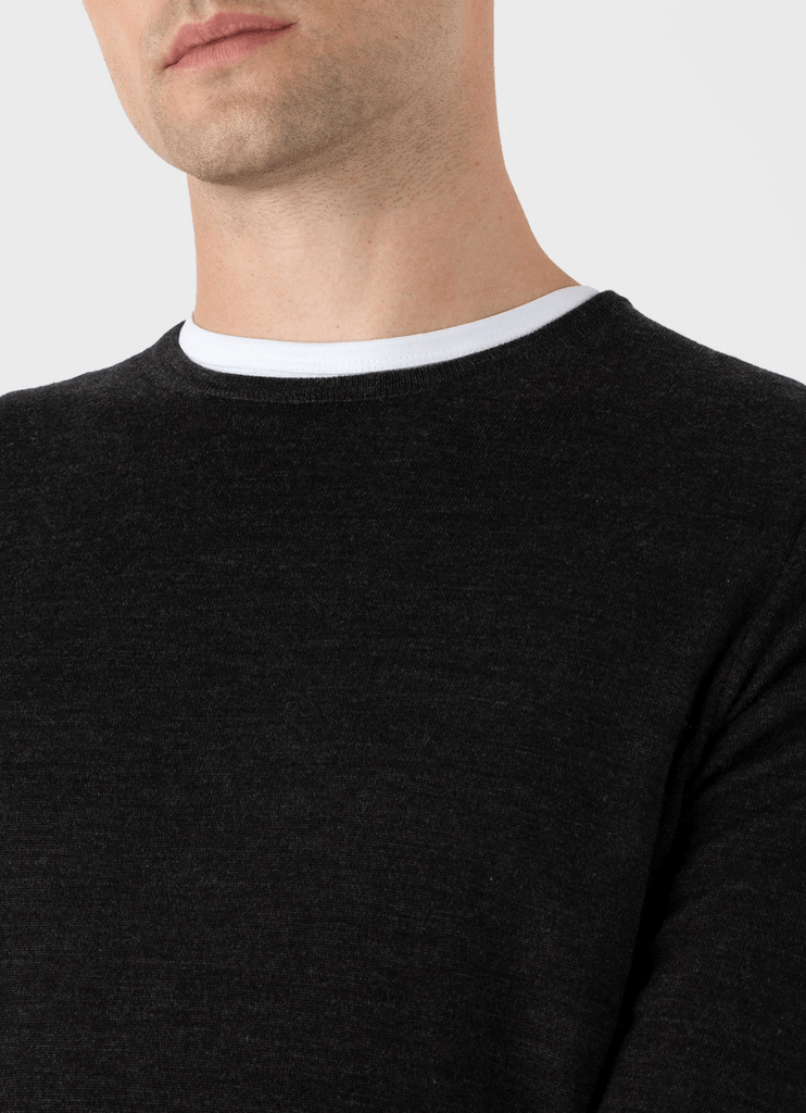 Merino Crew Neck Jumper / Charcoal Melange - STER/EO MUCKnitwearSunspelMGrey