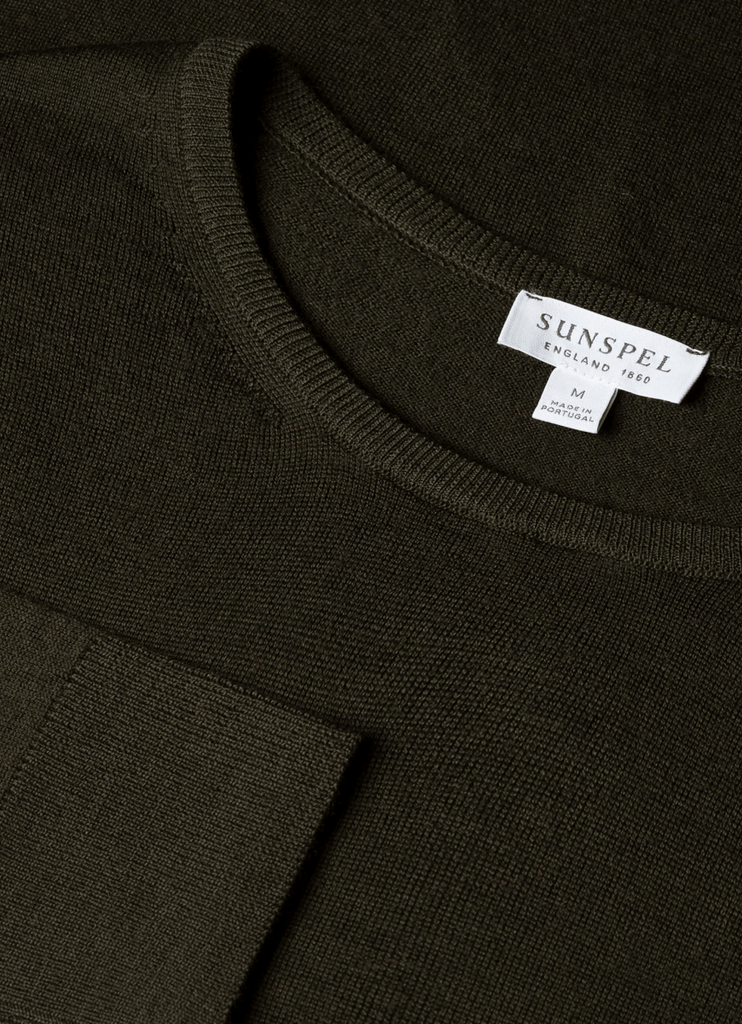 Merino Crew Neck Jumper / Dark Green - STER/EO MUCKnitwearSunspelMGreen