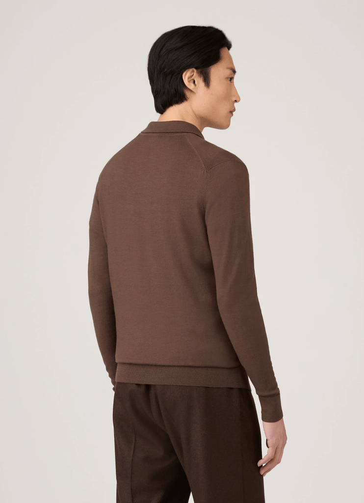 Merino Long Sleeve Polo / Bark - STER/EO MUCPolo - ShirtSunspelMBrown