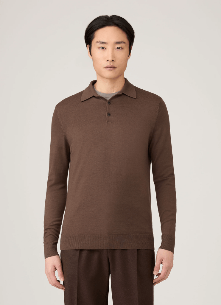 Merino Long Sleeve Polo / Bark - STER/EO MUCPolo - ShirtSunspelMBrown