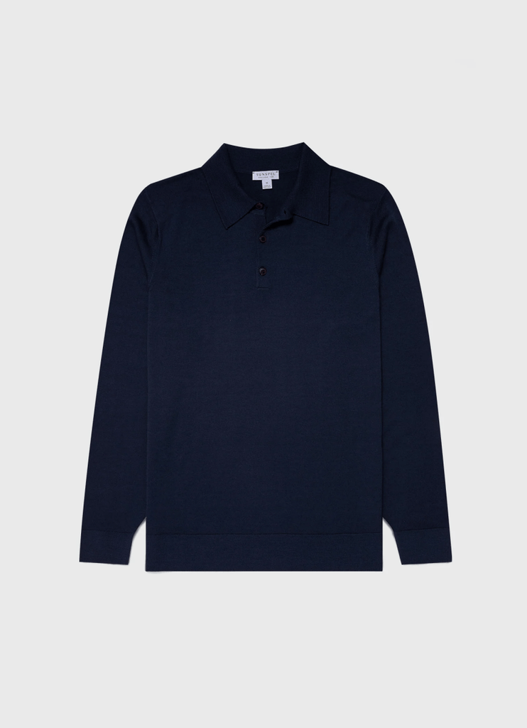 Merino Long Sleeve Polo / Light Navy - STER/EO MUCPolo - ShirtsSunspelSBlue
