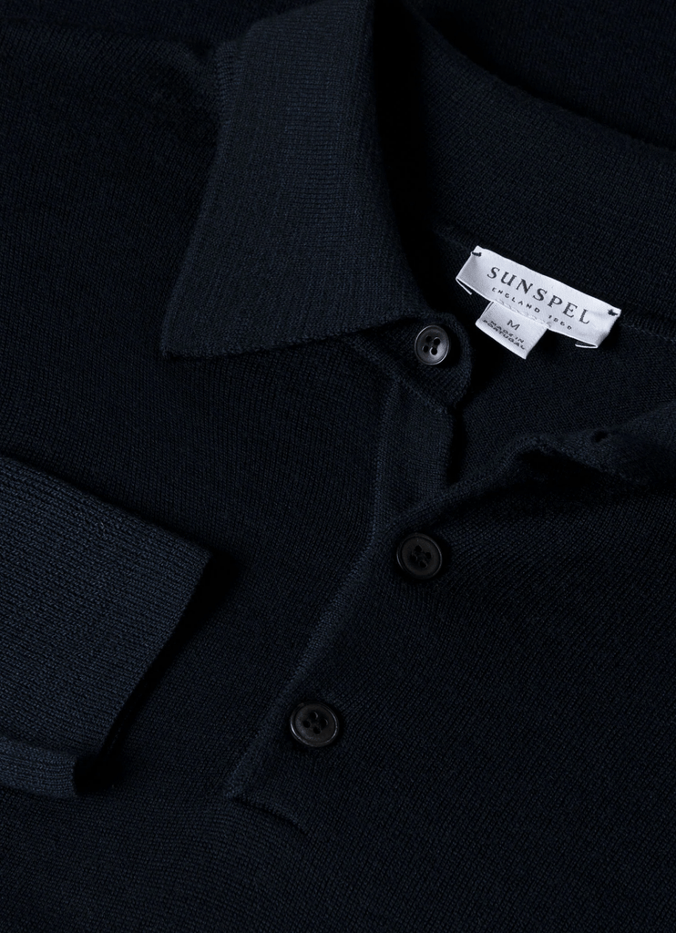 Merino Long Sleeve Polo / Light Navy - STER/EO MUCPolo - ShirtsSunspelSBlue