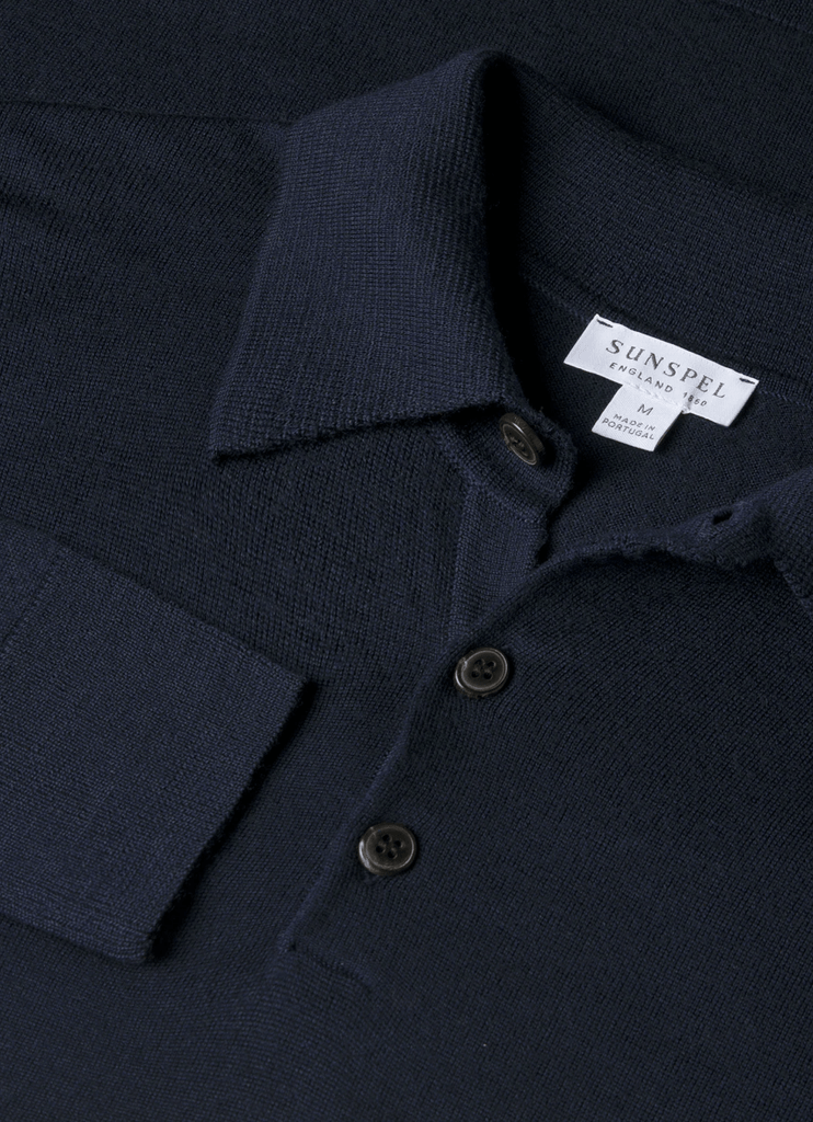 Merino Long Sleeve Polo / Navy - STER/EO MUCPolo - ShirtSunspelMBlue