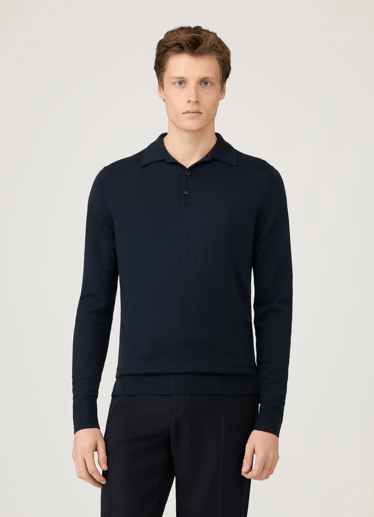 Merino Long Sleeve Polo / Navy - STER/EO MUCPolo - ShirtSunspelMBlue