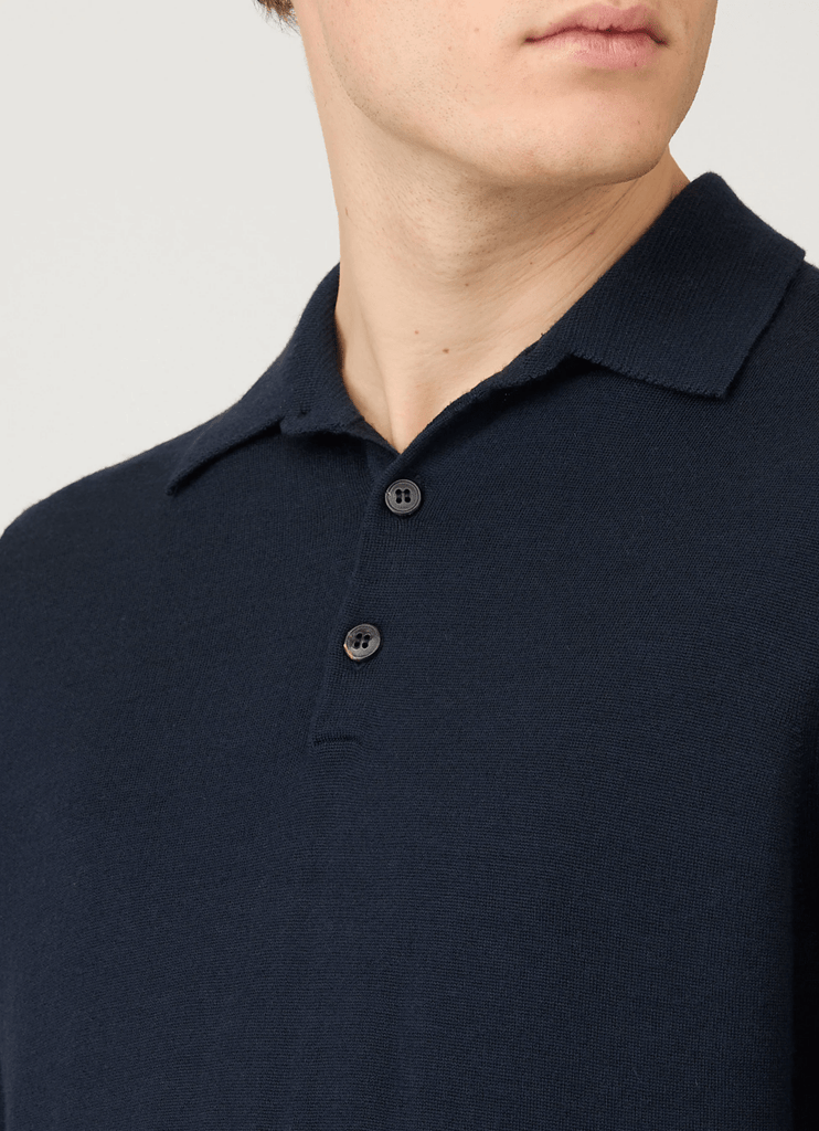 Merino Long Sleeve Polo / Navy - STER/EO MUCPolo - ShirtSunspelMBlue