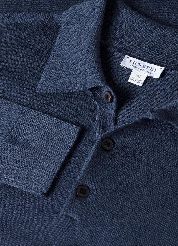 Merino Long Sleeve Polo / Slate Blue - STER/EO MUCPolo - ShirtsSunspelMBlue