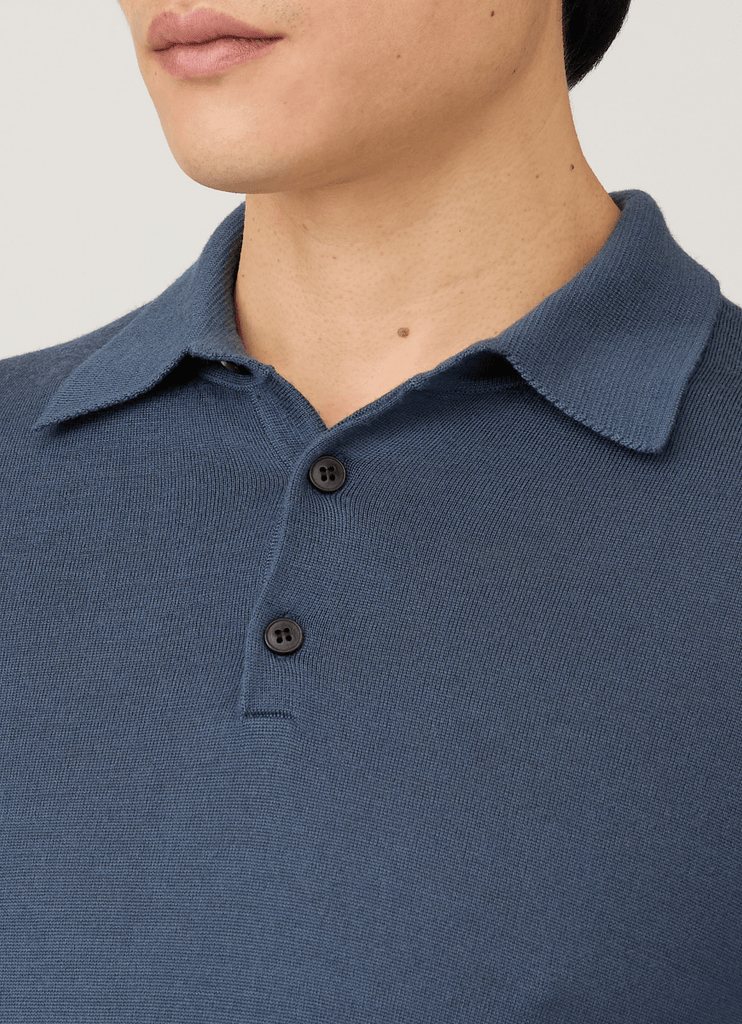 Merino Long Sleeve Polo / Slate Blue - STER/EO MUCPolo - ShirtsSunspelMBlue
