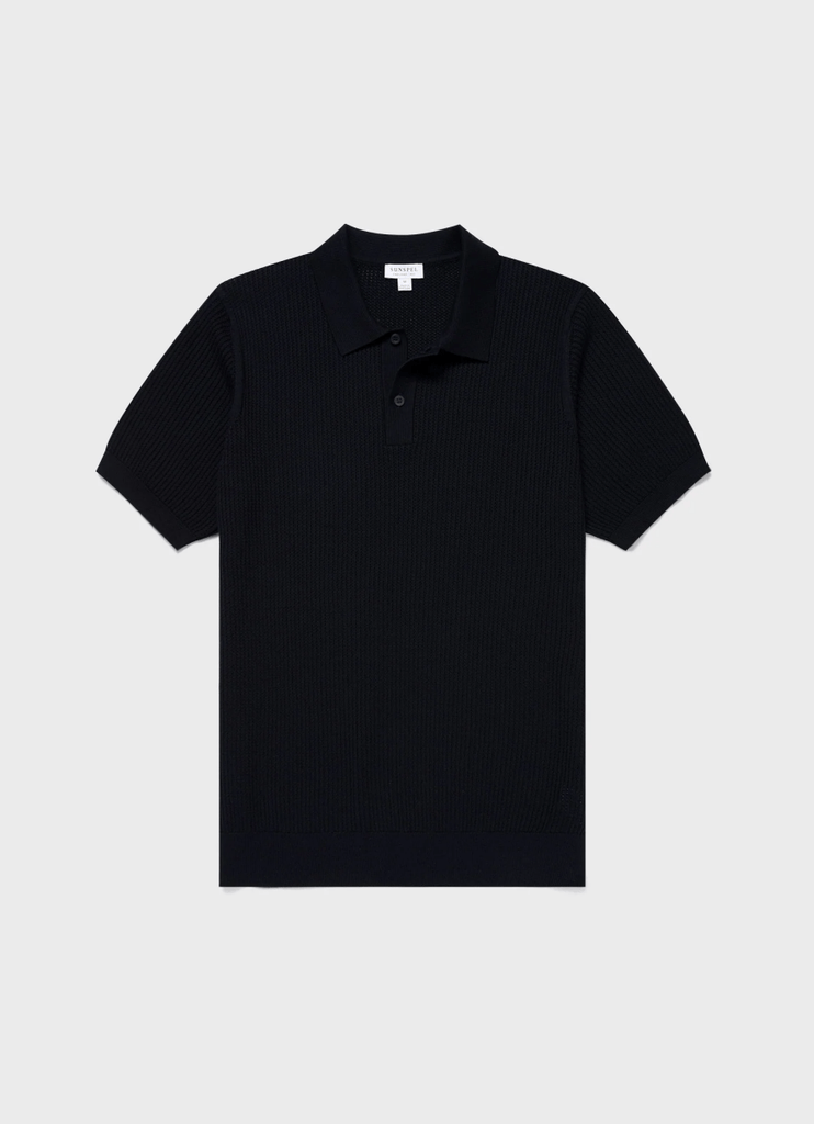 Mesh Stitch Polo / Navy - STER/EO MUCPolo - ShirtsSunspelMBlue