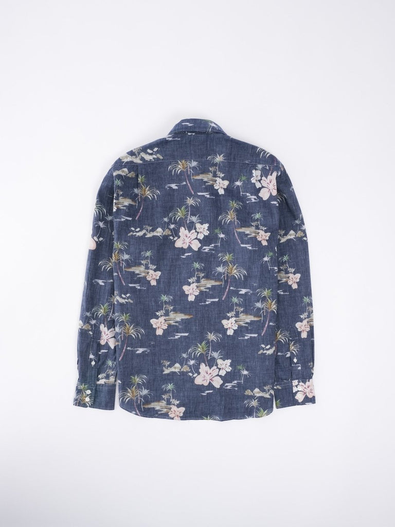 Paul Printed Hawaiian Island Shirt / Blu Navy - STER/EO MUCPatterned ShirtsHartfordMBlue