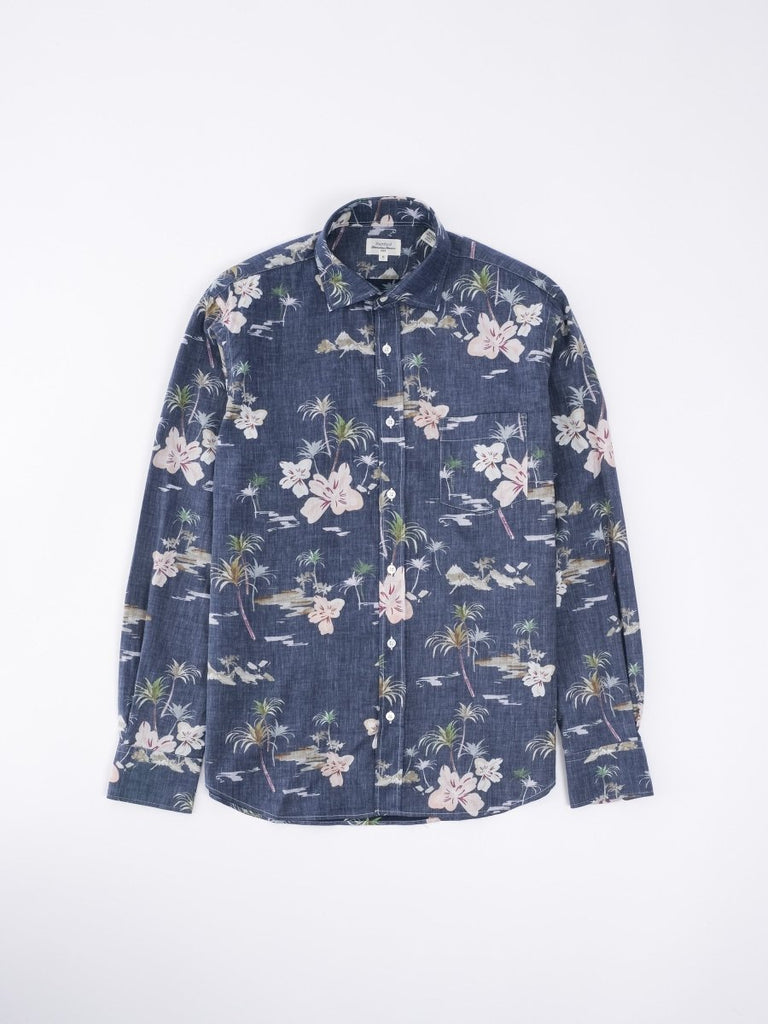 Paul Printed Hawaiian Island Shirt / Blu Navy - STER/EO MUCPatterned ShirtsHartfordMBlue