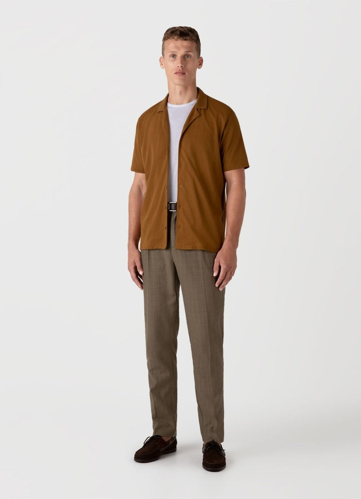 Riviera Camp Collar Shirt / Golden Brown - STER/EO MUCShirt Short SleeveSunspelMBrown