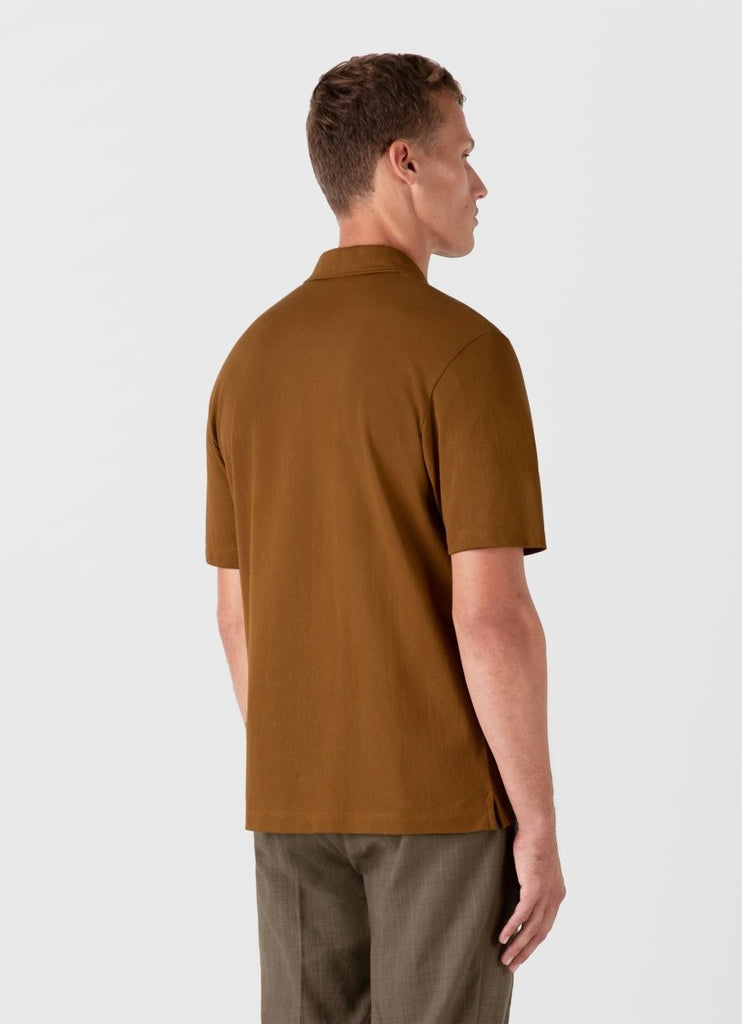Riviera Camp Collar Shirt / Golden Brown - STER/EO MUCShirt Short SleeveSunspelMBrown
