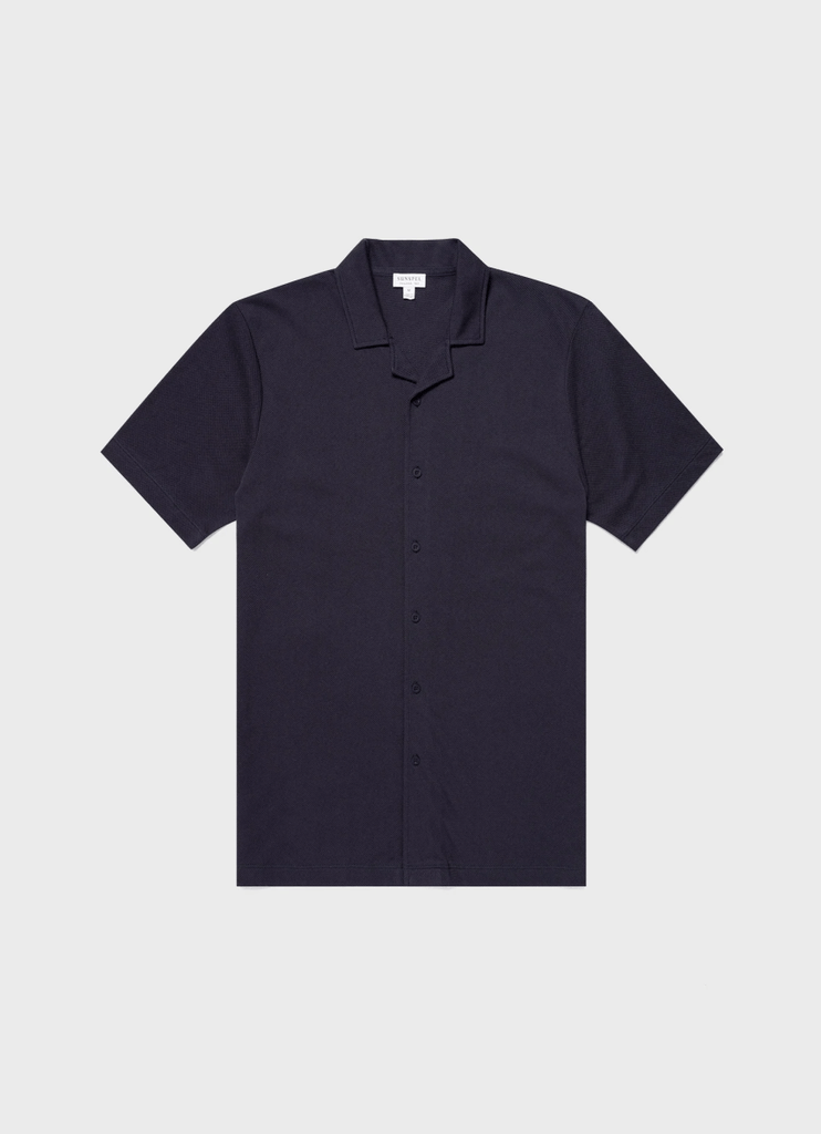 Riviera Camp Collar Shirt / Navy - STER/EO MUCShirt Short SleeveSunspelMBlue