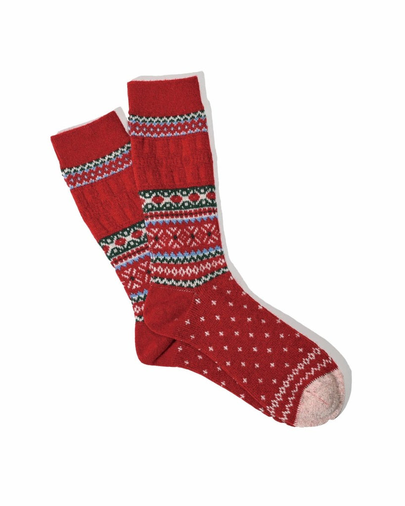 Snow Pattern Links JQ Crew / Red - STER/EO MUCSocksAnonymous IsmRed