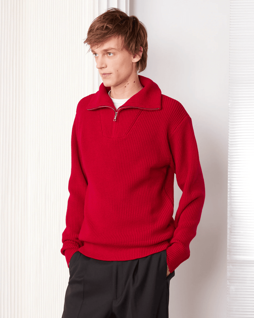 Tarek Mock Troyer Merino Rib / Passion Red - STER/EO MUCKnitwearOfficine GénéraleMRed