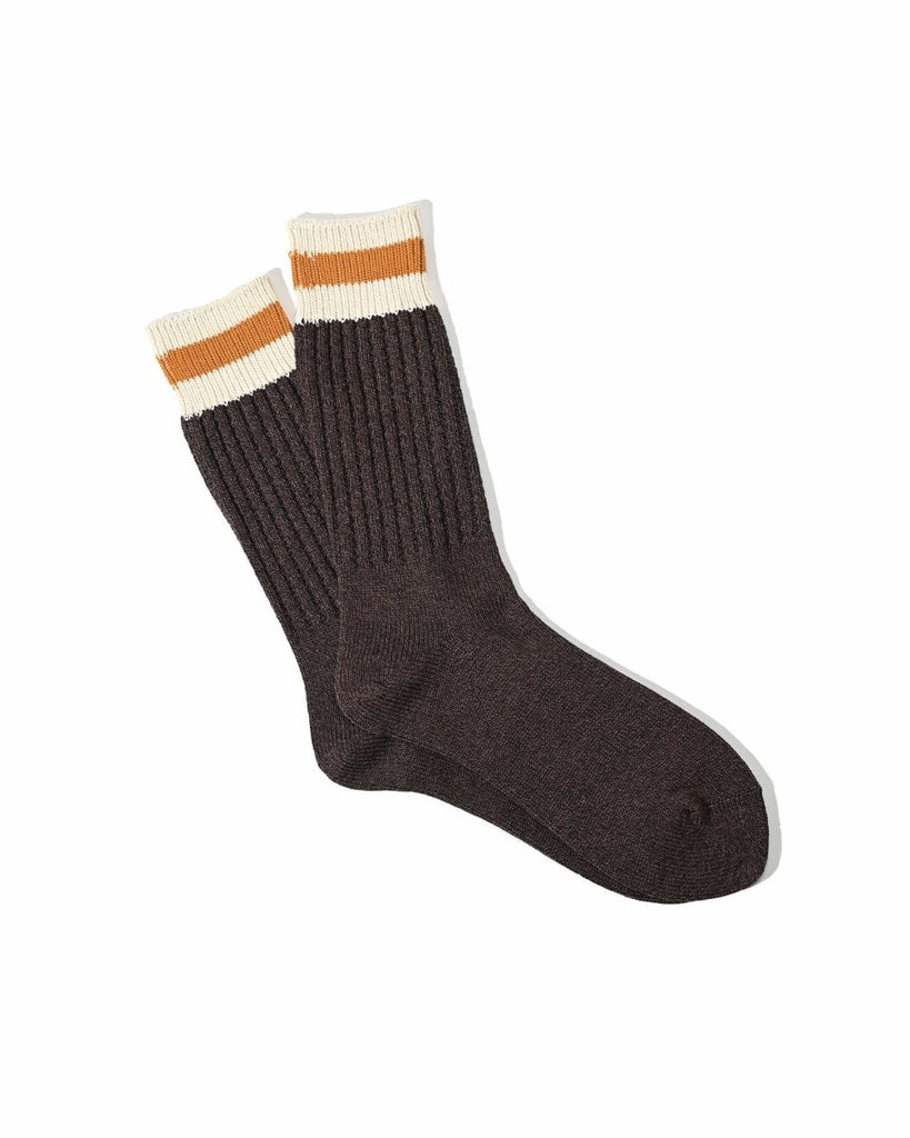 Tuck Cuff Stripes Crew / Dark Brown - STER/EO MUCSocksAnonymous IsmBrown