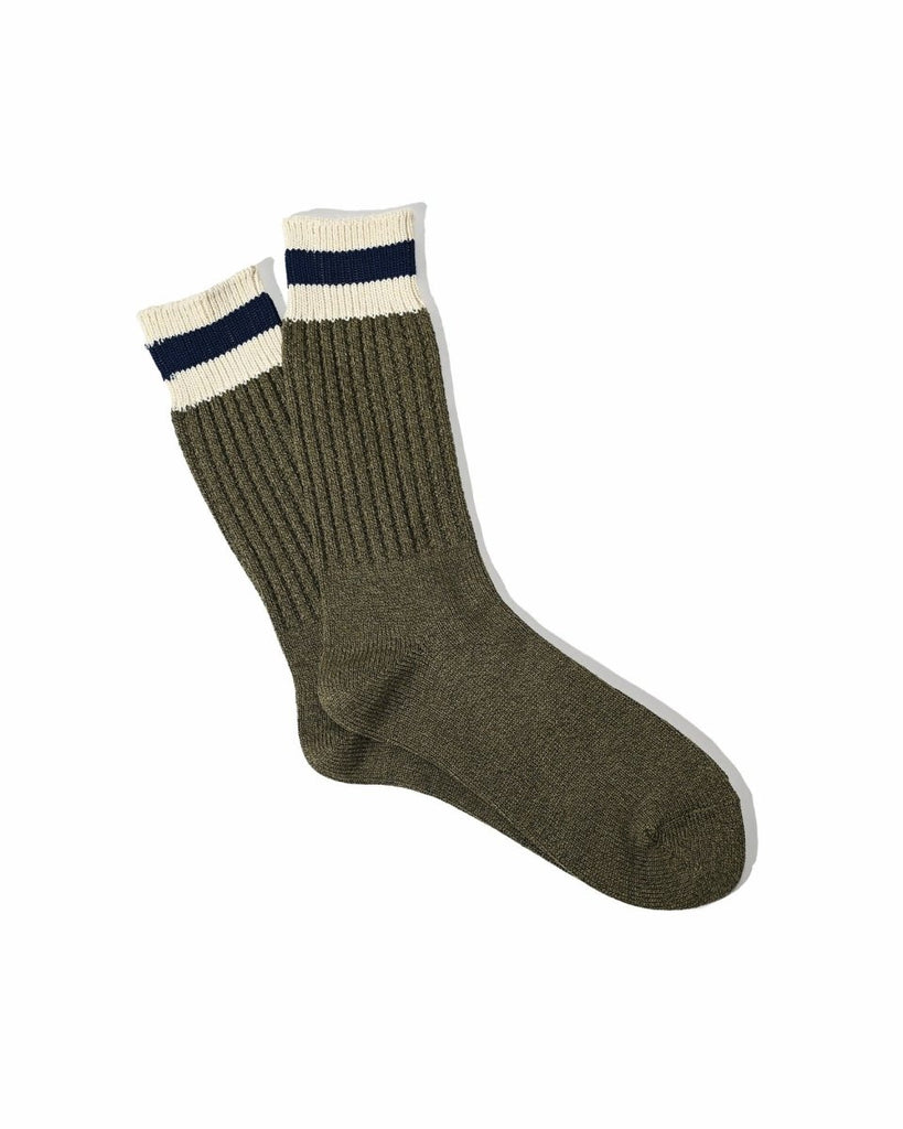 Tuck Cuff Stripes Crew / Moss - STER/EO MUCSocksAnonymous IsmGreen