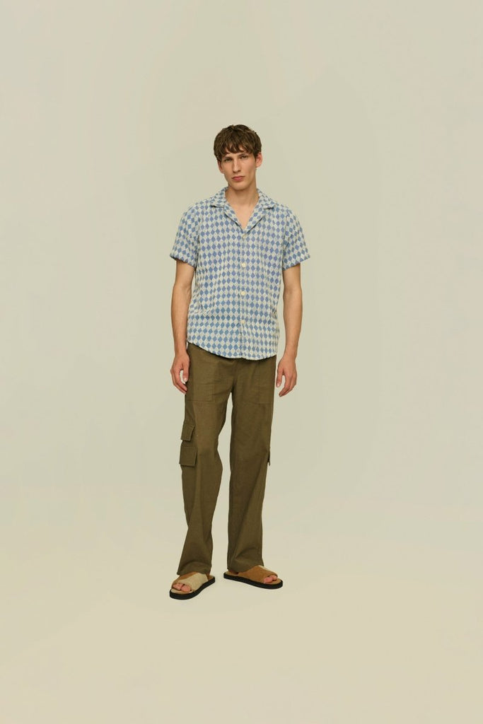 Cuba Terry Shirt / Navy Diamonds - STER/EO MUCShirt Short SleeveOASMBlue