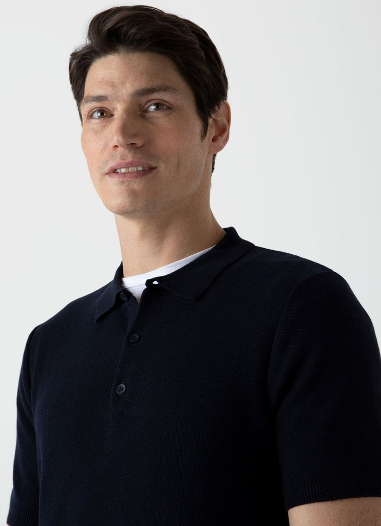 Fine Texture Polo Shirt / Navy - STER/EO MUCPolo - ShirtsSunspelMBlue